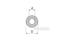 Rundes mikroporöses Profil, 20mm, Loch 6mm, 500kg/m3, EPDM, -30°C/+80°C, schwarz, 